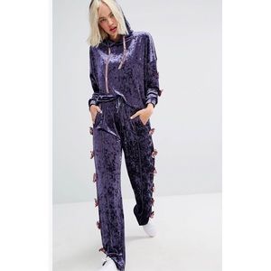 Lazy Oaf from ASOS Purple Velvet Tracksuit w/ Bows